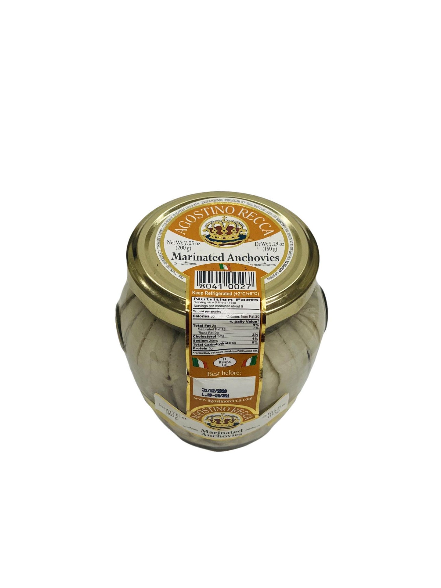 Agostino Recca Marinated Anchovies, 7.05 oz