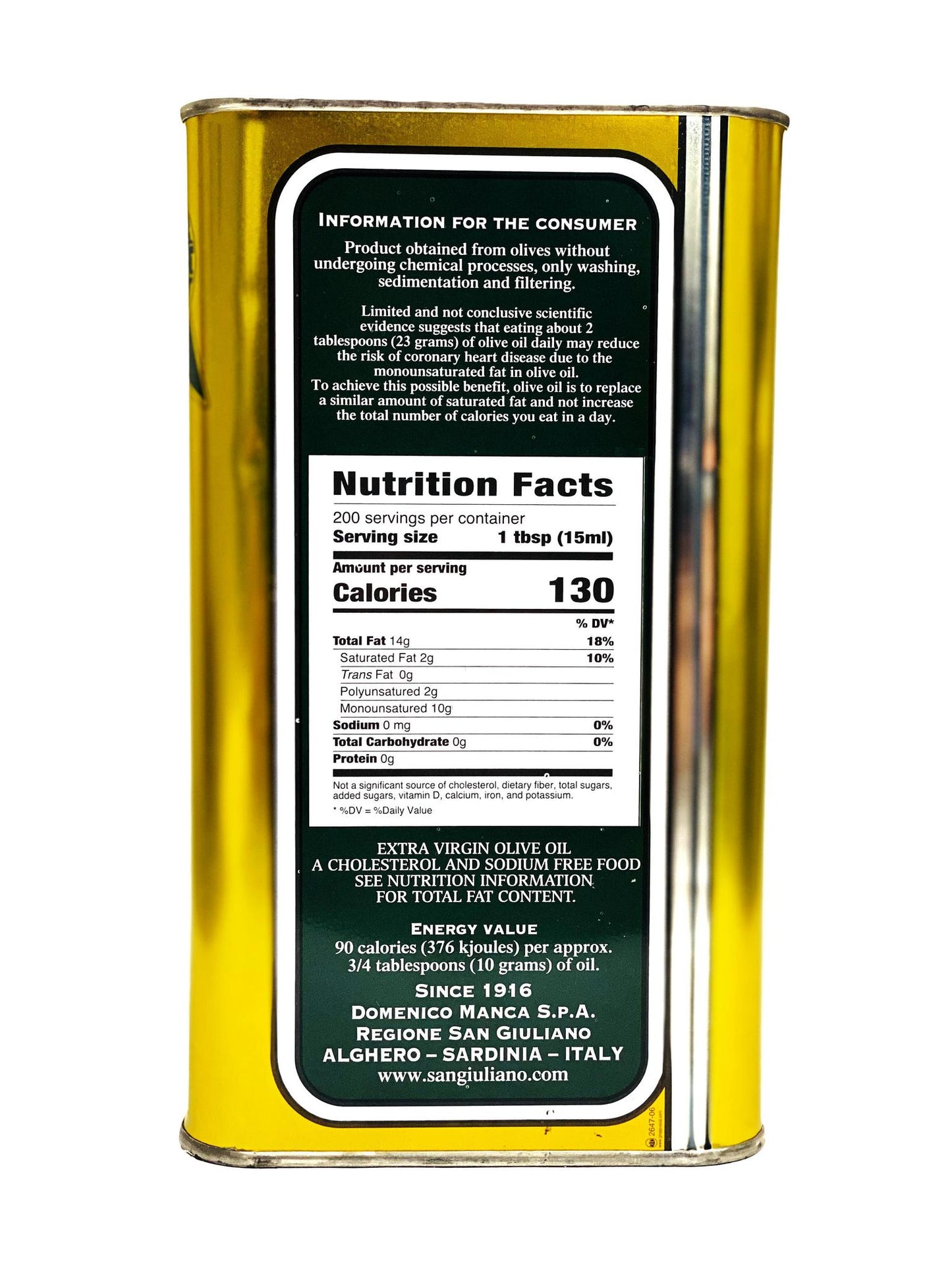 San Giuliano Alghero Extra Virgin Olive Oil, 3L