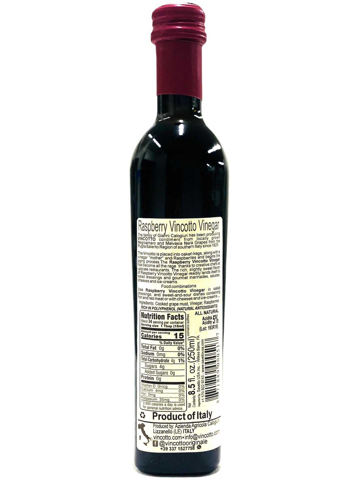 Vincotto Raspberry Balsamic Vinegar, 8.5 fl oz