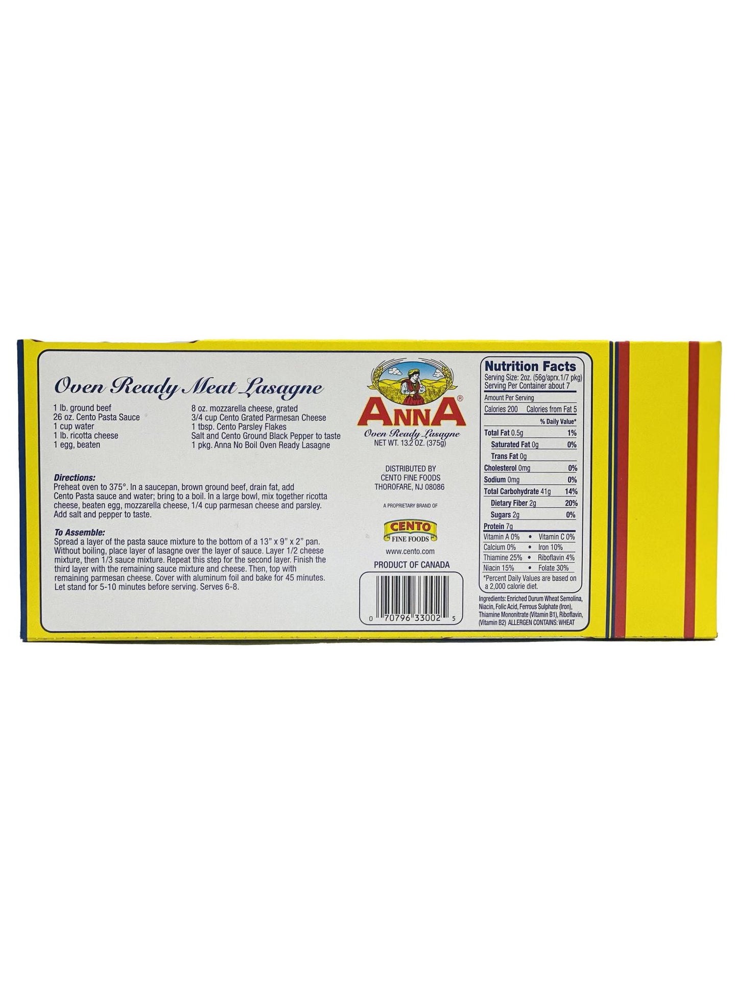 Anna No Boil Oven Ready Lasagne, 13.2 oz