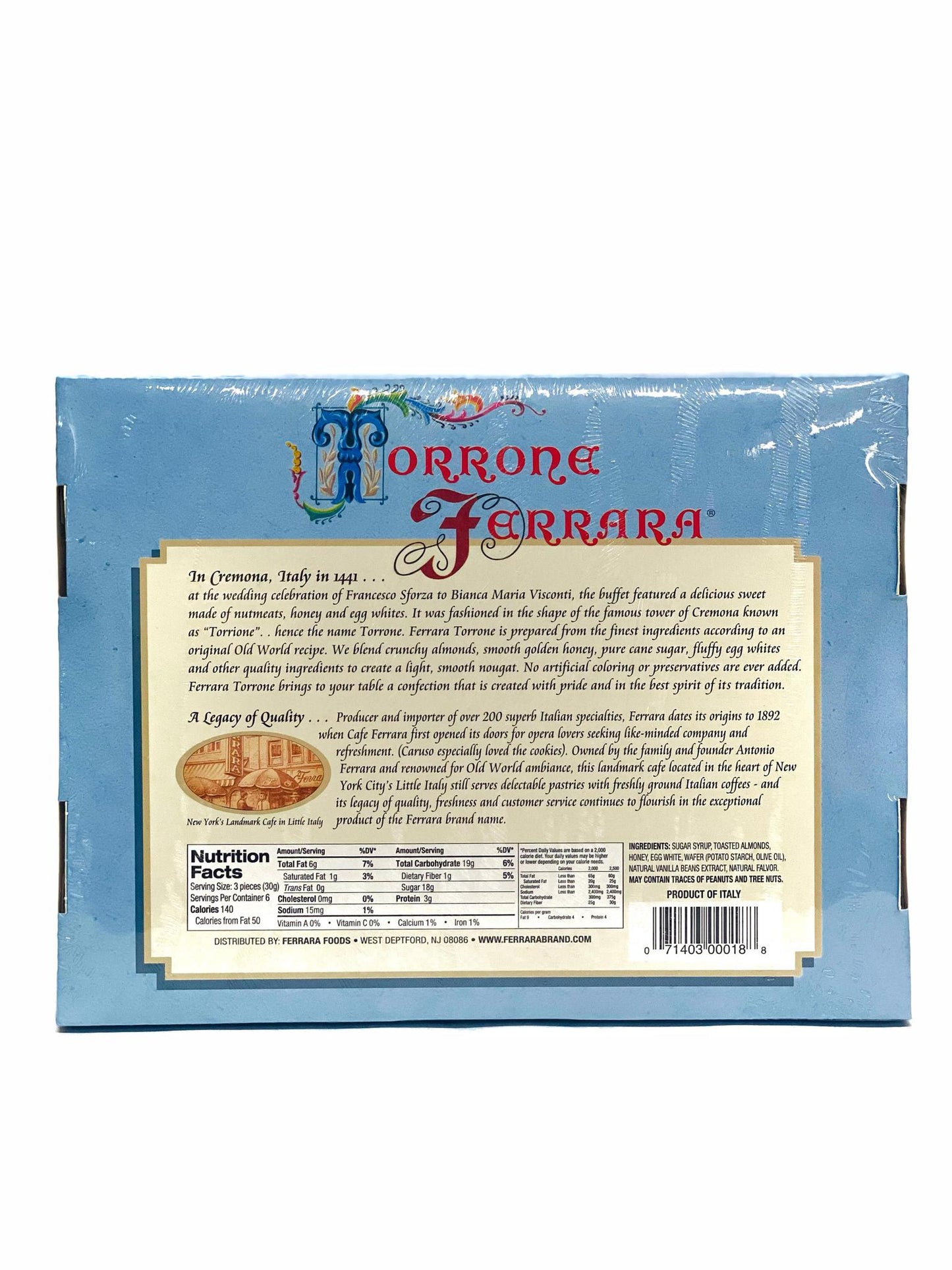 Torrone Ferrara Traditional Nougat With Almonds, 7.62 oz