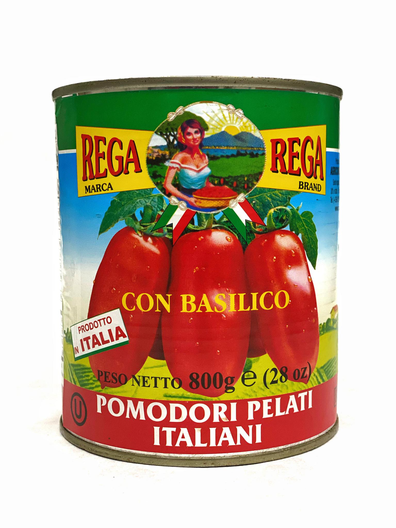 Rega Italian Whole Peeled Tomatoes With Basil 28 oz Assenti s Pasta