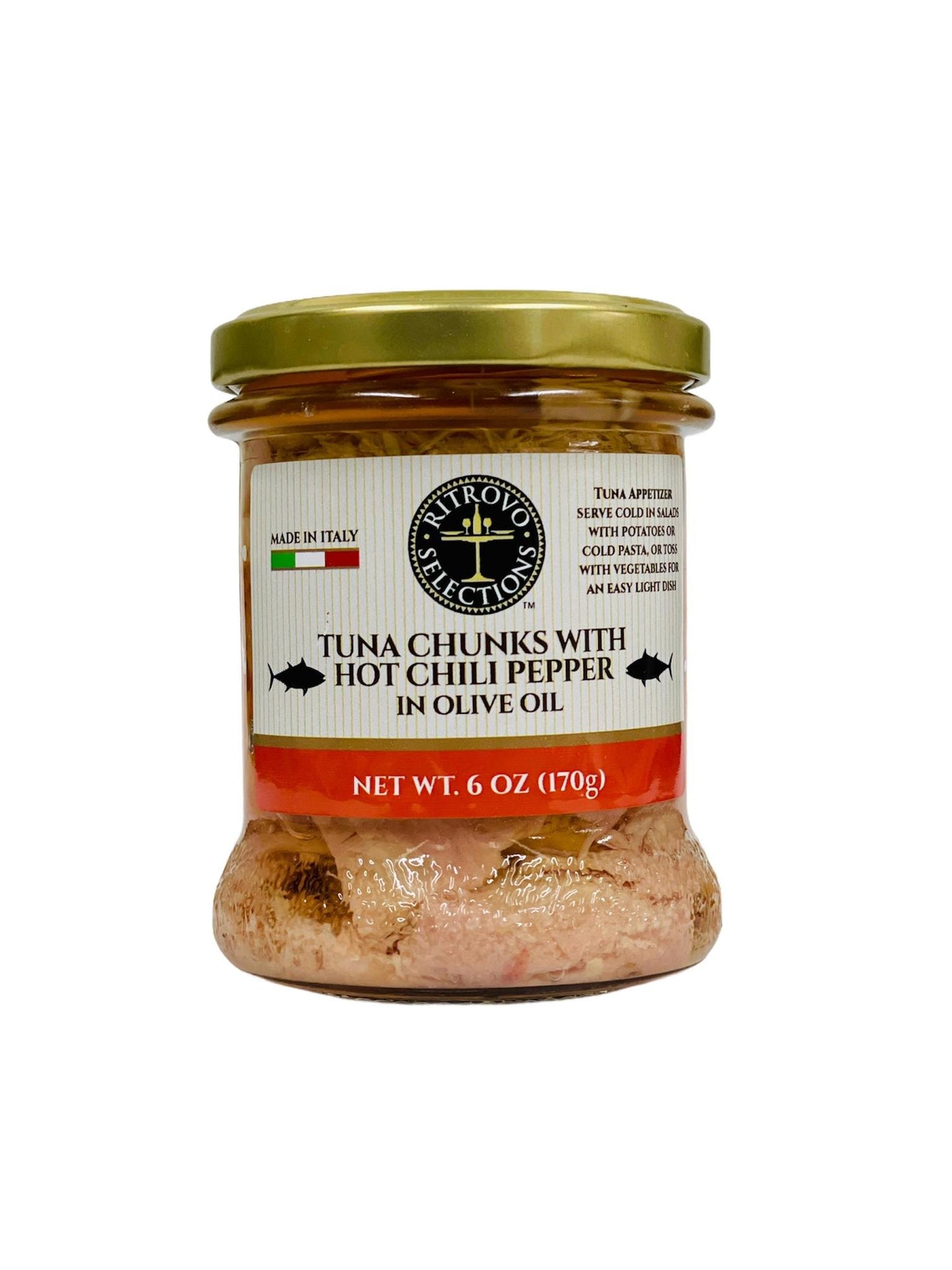 Ritrovo Selections Tuna Chunks with Hot Chili Pepper in Olive Oil, 6 oz