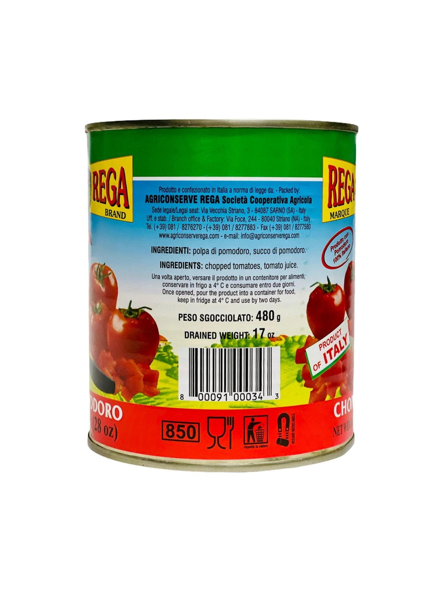 Rega Chopped Tomatoes, 28 oz