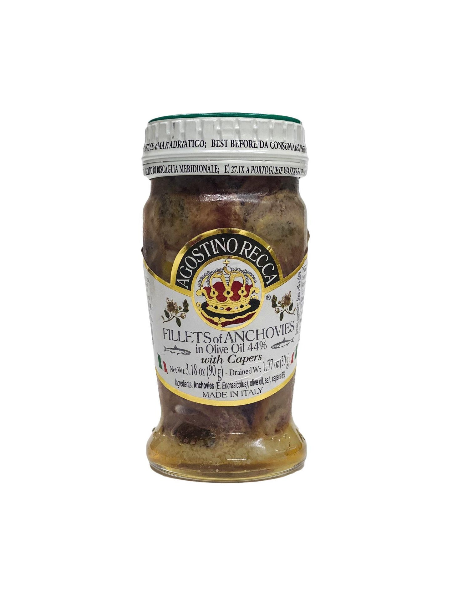 Agostino Recca Caper Anchovies, 3.18 oz