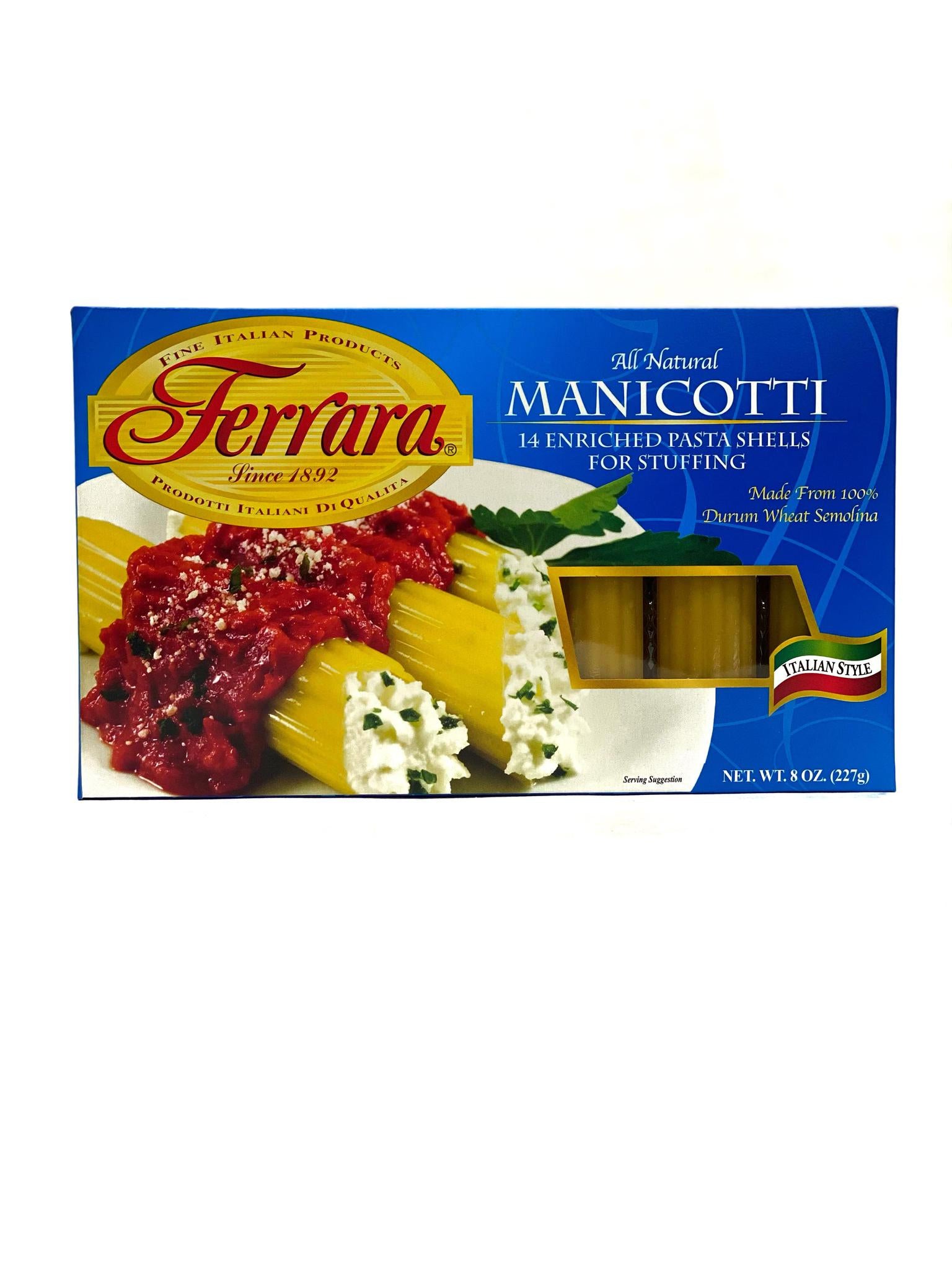 Ferrara Manicotti, 8 oz – Assenti's Pasta