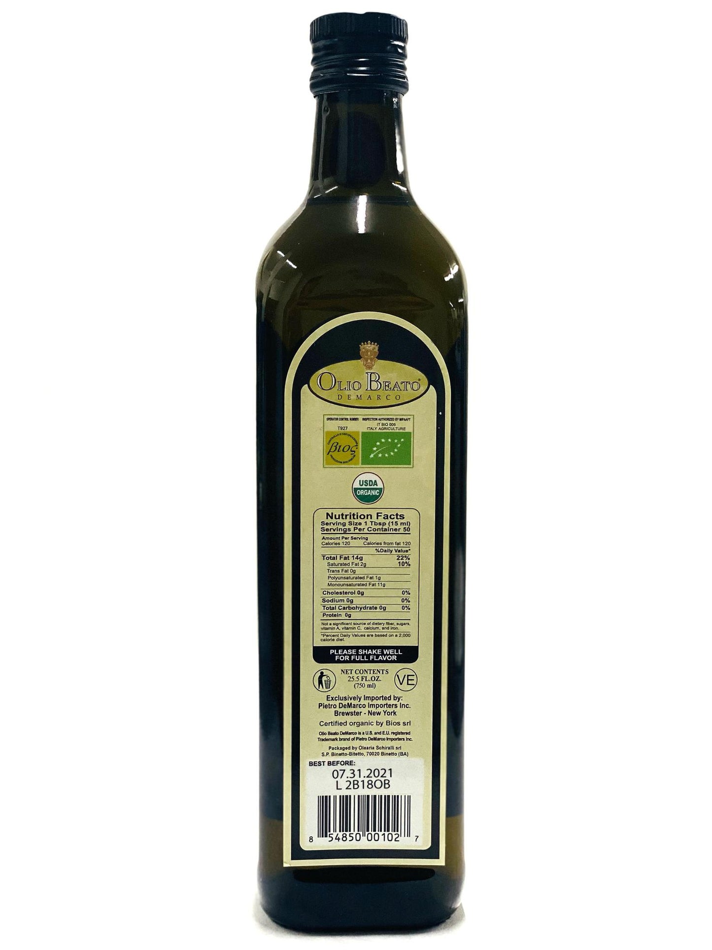 Olio Beato DeMarco Organic Extra Virgin Olive Oil, 25.5 fl oz