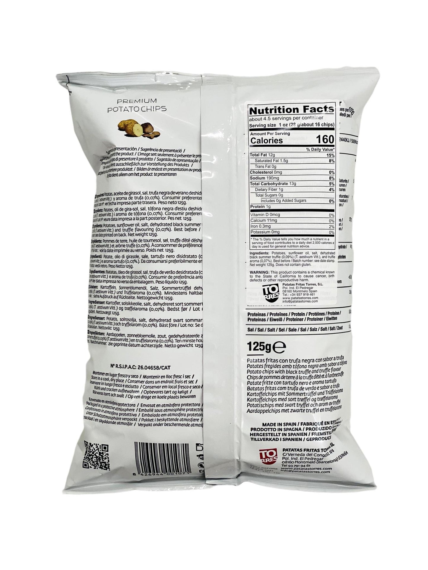Torres Selecta Potato Chips Black Truffle, 4.41 oz