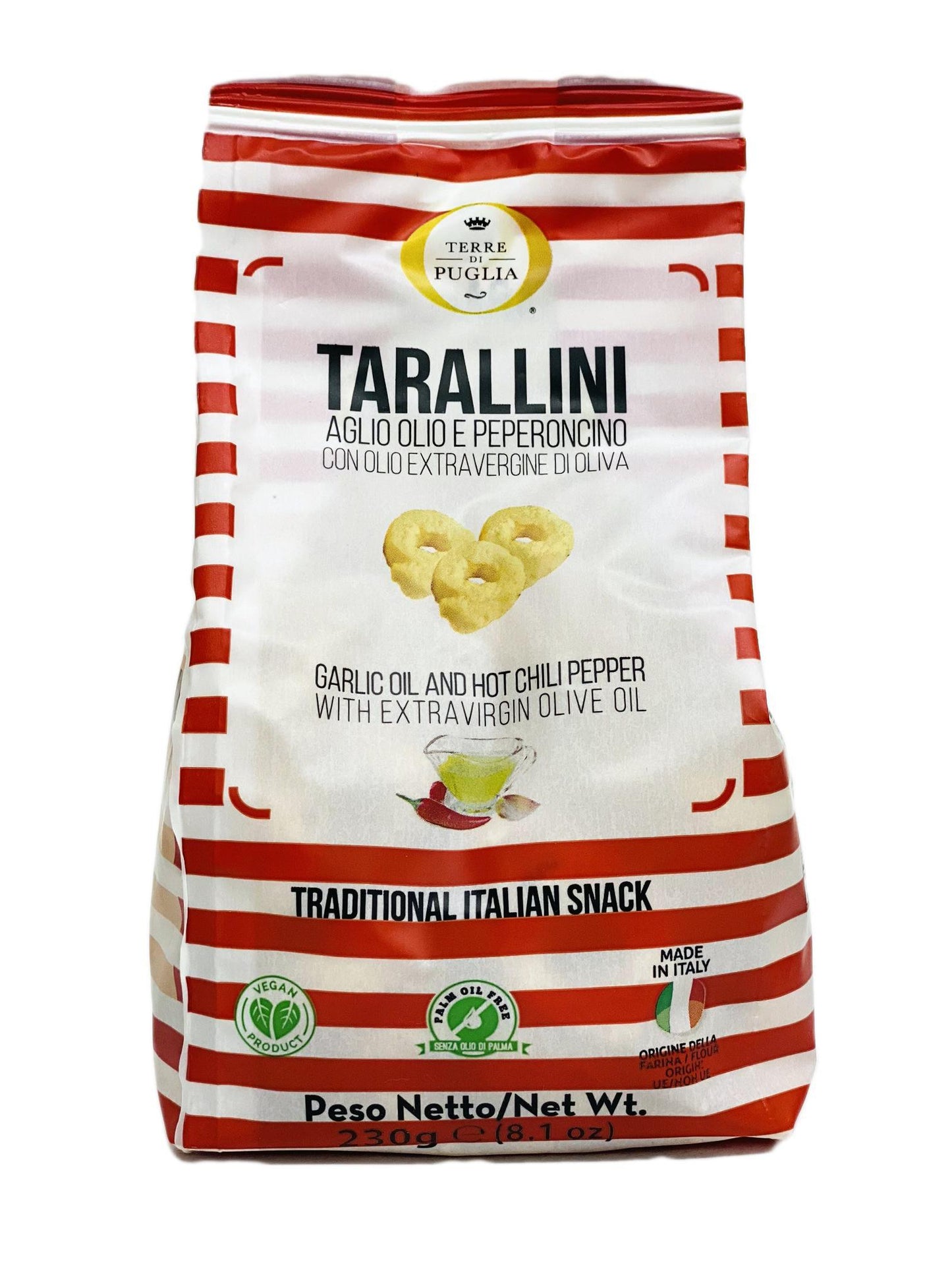 Terre Di Puglia Tarallini Garlic Oil and Hot Chili Pepper, 8.1 oz