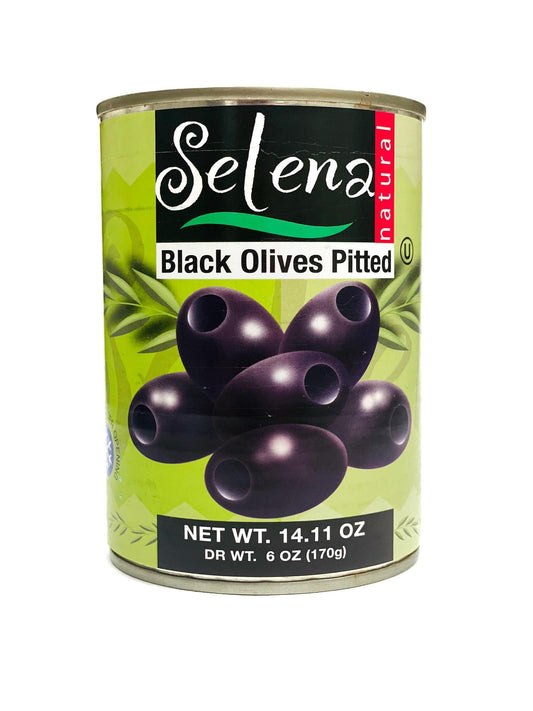Selena Black Olives Pitted, 14.11 oz