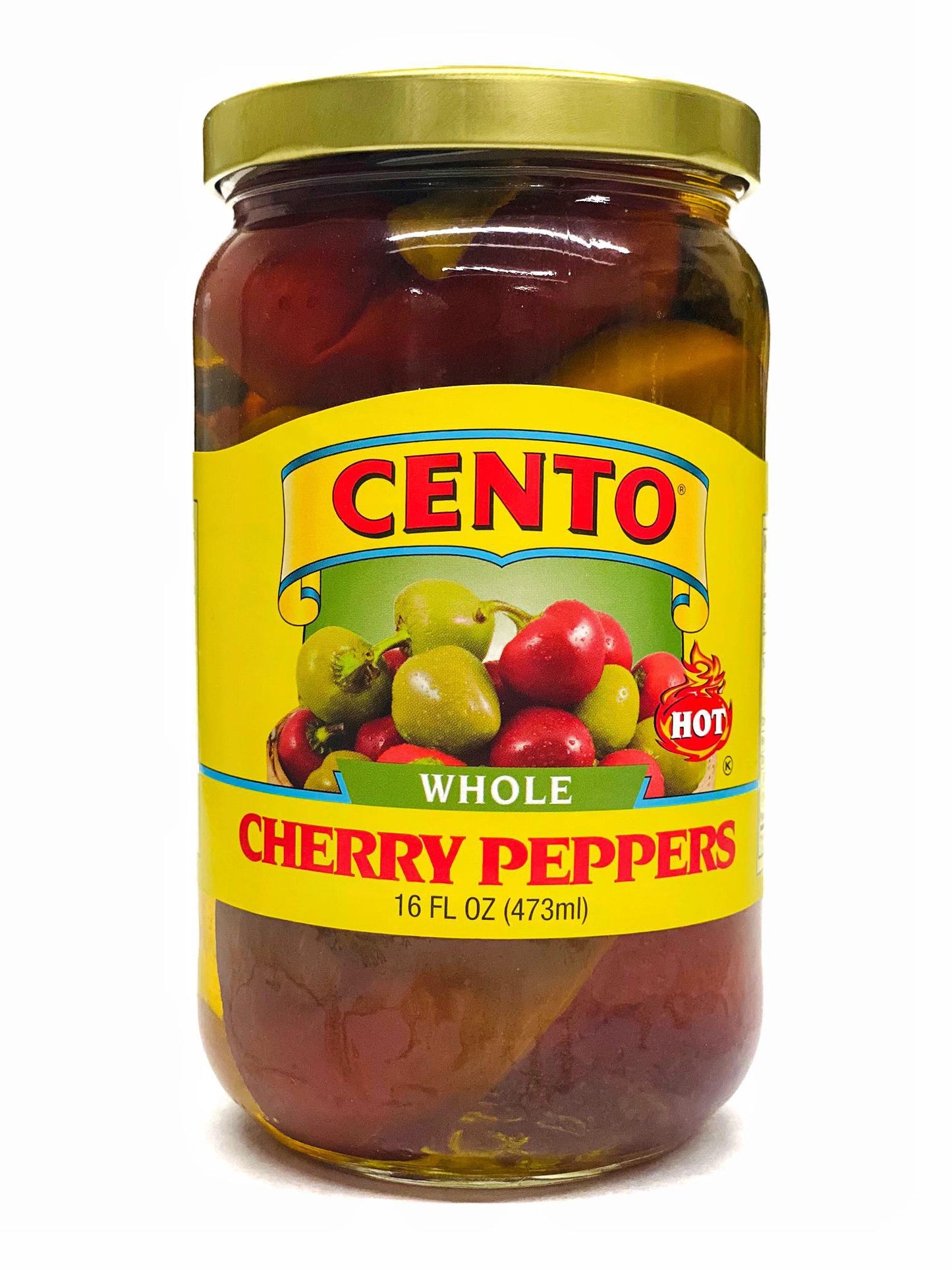 Cento Whole Hot Cherry Peppers, 16 fl oz