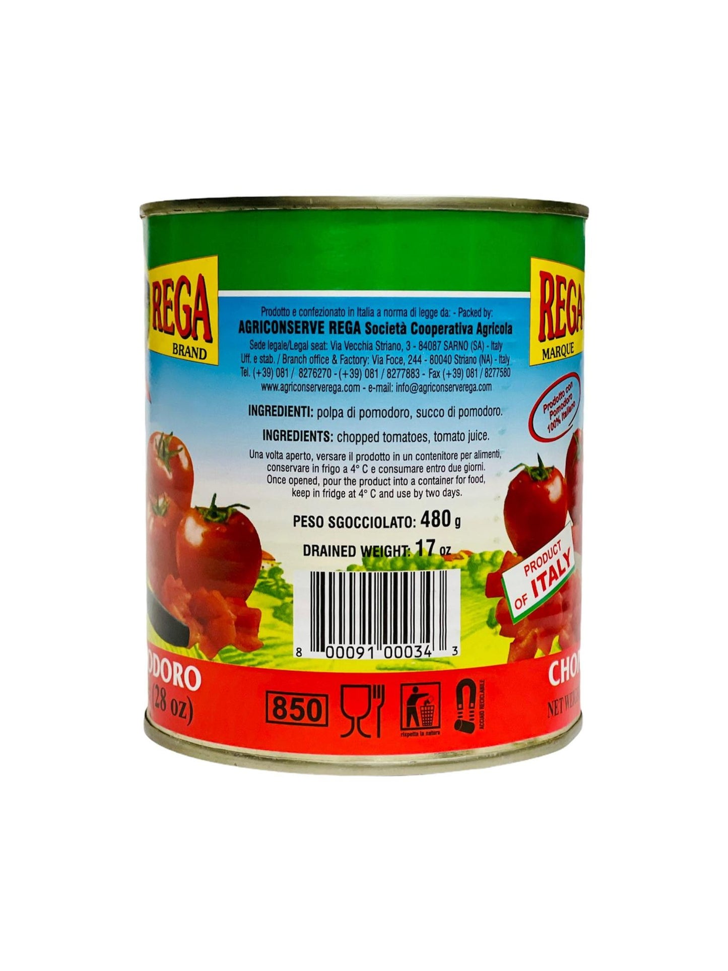 Rega Chopped Tomatoes, 28 oz
