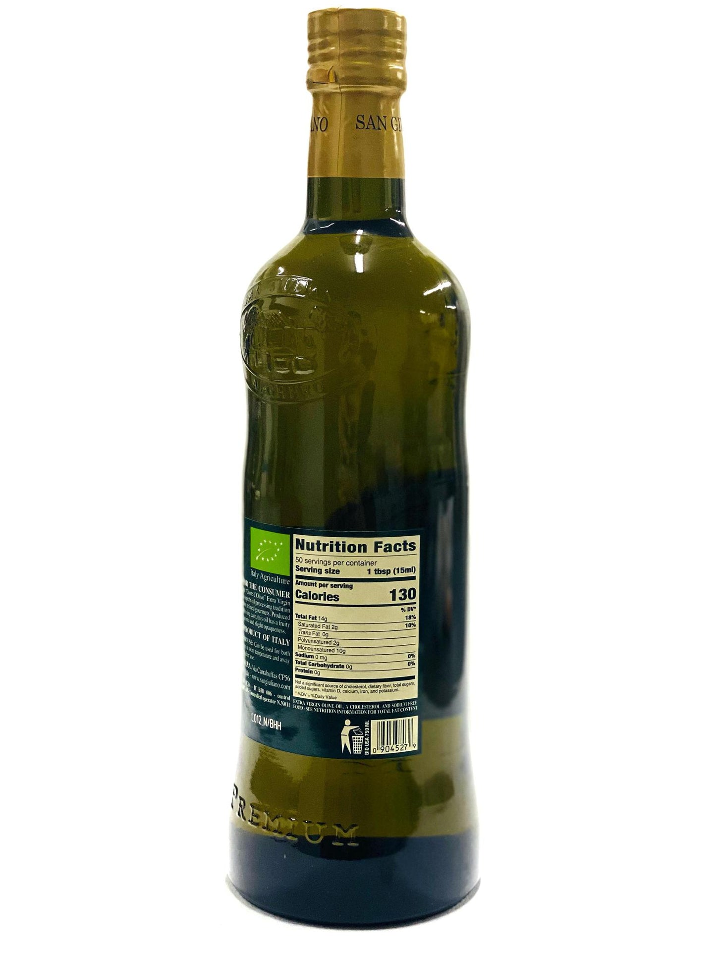 San Giuliano 100% Organic "Cuore d'Olivio Extra Virgin Olive Oil, 750ml